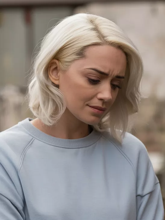 A Woman With Platinum Blonde Hair Looking Downward Arkle2zys6kvl Io1z Idg Kx Qqh Wrskihebhskf4oq